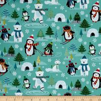 Sewing or quilting Fabric from Frosty Christmas Fabric Makower Santa Penguins Igloos BFab