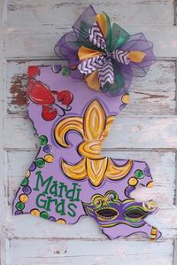 LOVE!!! Mardi Gras Door Hanger Louisiana Door Hanger by BluePickleDesigns, $48.00