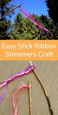 Let’s make stick ribbon streamers! It’s the perfect outdoor craft for warm weather and a little wind! If you are out camping with kids or playing in the backyard, these wind streamer stick wands are a fun and easy nature craft for kids! Encourage kids to get outdoors and play for hours with this simple craft.