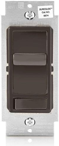 Leviton 6674-P0B SureSlide Universal 150-Watt LED and CFL/600-Watt Incandescent Dimmer, Brown - Wall Dimmer Switches - Amazon.com
