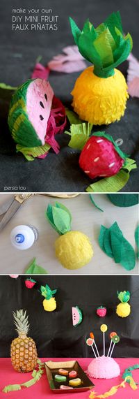How to make a cute fruit garland made from mini faux pinatas! Perfect for Cinco de Mayo or any summer party