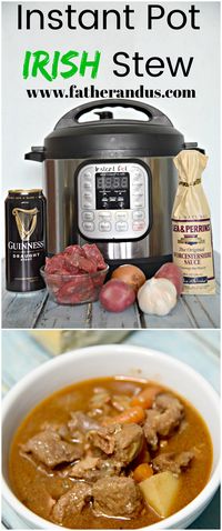 Get ready for this traditional Irish Stew made with Guinness. This is a quick and easy recipe to make in your Instant Pot. Perfect for a family dinner or a St. Patrick's Day Party. The meat comes out super tender and it tastes even better for leftovers the next day! #InstantPot #Instantpotrecipes #Irishstew