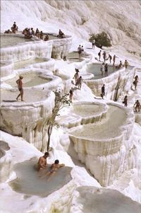 The natural rock pools in Pamukkale, Turkey