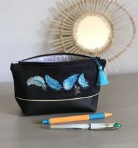 Trousse Plumes turquoise
