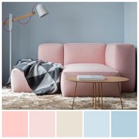 Soft colour combination. The interiors of this London hotel, designed by New York firm Grzywinski + Pons, are intended to bridge the gap between home and hotel stay. The firm used a palette of muted and pastel colours for each of the 168 rooms in the Leman Locke hotel, located in the East London area of Aldgate. Colour palette illustration by Zena O’Connor. Image credit: Design Milk