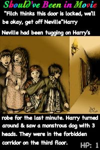 Harry Potter and the Sorcerer's Stone Should've Been in Movie Harry Hermione Ron Neville Fluffy Filch