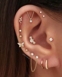 Hidden Helix Cartilage Crystal Chain Drop Ear Piercing Earring Stud – Impuria Ear Piercing Jewelry