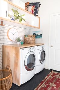 Laundry Room Makeover designed by Vintage Revivals via Simply Grove