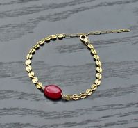 Ruby disc chain 14k Gold filled bracelet, circle chain bracelet, ruby bracelet, stacking bracelet, trendy bracelet, sisters gold bracelet