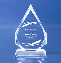 Crystal Royal Diamond. Solid, etched crystal with presentation box, personalized and delivered within 10 business days. #crystal #financialtombstones #awards #finance #bespoke #engravedcrystal #dealtoys #custom #personalizedgifts #crystalawards #designinspiration