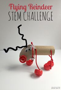 Flying Reindeer STEM Challenge for Kids. A eco friendly craft idea for kids for Christmas. See you can make their reindeer fly!