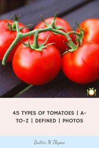 45 Types Of Tomatoes. List of varities of tomatoes from a to z from the around the world. Photos, Definitions, and Photos. We talk about all the favorites a to z tomatoes, how they are grown, heirlooms tomatoes, san marzano tomatoes the worlds very best tomato and more. #tomatoes #typeoftomatoes