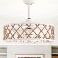 Shaunda 25 Inch Scandinavian Rope Details Fandlier 6 Light with Remote - Overstock - 35999652