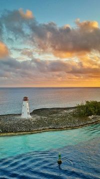 Nassau, Bahamas. Explore Paradise Island and discover the Hog Island lighthouse, the oldest and most famous lighthouse of island nation, built in 1817.