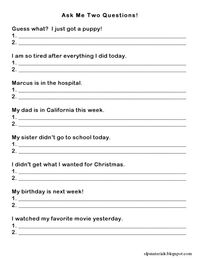 A worksheet to teach students how to respond by asking questions. Social skills practice.