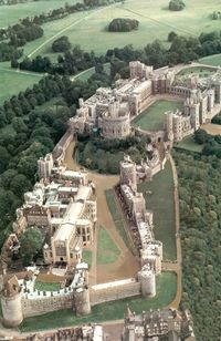 Windsor Castle in Berkshire, England. Built in the decade of 1066. The castle has seen many additions through all centuries since its construction. Originally built for William the Conqueror and owned by every monarch since.