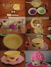 Printed Giant Cupcake Chocolate Shell - by sweetsbydonna @ CakesDecor.com - cake decorating website