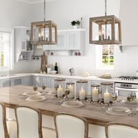 Influenced by both rustic and modern design, it carries on the classic candle-style but with a more minimalist open cage silhouette. Clean lines and the geometric form complete this chandelier light a simple but stylish design.
