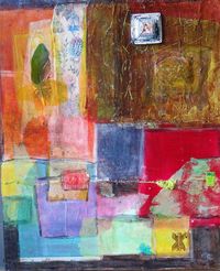 Céline Boyer, oil on canvas and collages, abstract decor, canvas with reliefs, mixed-media, French artist, painting and collages,