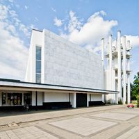 Stephanuskirche, translated to the Evangelical Lutheran Church of St. Stephen, was designed by Alvar Aalto and completed in 1968. It is located in Wolfsburg, Germany