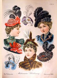 Victorian Fashion Plate, Ladies' Hats ~ February 1898.
