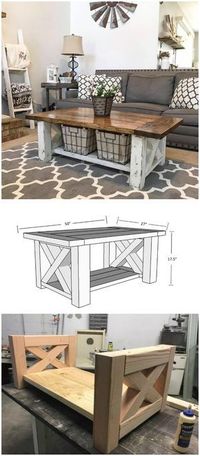 DIY farmhouse coffee table ideas from cute cubes to industrial wooden spools. See the best designs and discover your favorites!Chunky Farmhouse Coffee Table