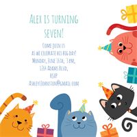 10 Childrens Birthday Party Invitations 6 Years Old Girl BPIF-52 Cats 10 Childrens Birthday Party Invitations 6 Years Old Girl BPIF-52 Cats