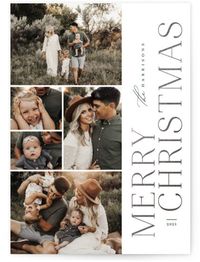 Bold And Typographical, Green Holiday Cards By Jessica Williams. Flat Card Format. Evergreen Holiday Cards. 5, Christmas, Jessica Williams, Five, Five Photos, Holiday, Modern, Multi Photo . 5|Christmas|Jessica Williams|five|five Photos|holiday|modern|multi Photo Art Print.