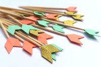 24 Arrow Cupcake Toppers, Coral Green & Gold, Birthday Party, Tribal Party, Chevron, Boho, Wild One, Go wild, Ships in 3-5 Business Days by OneAngryFerret on Etsy