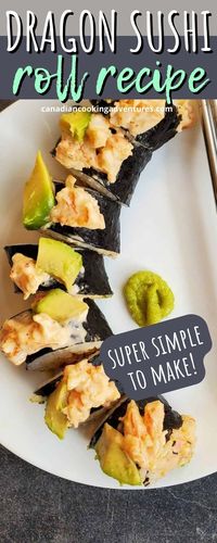 This Dragon Sushi Roll is super simple to make and can save you a lot of money learning to make it at home vs takeout or dining in. Try it now!