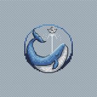 Silhouettes. Whale and Boat cross stitch pattern designed by Irina Konoplich. ATTENTION! Fabric and threads are not included! Cross stitch patterns are intended for personal use only and can't be distributed any way.