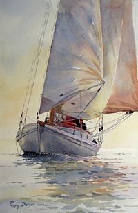 Light on the Water by Poppy Balser Watercolor ~ 21 x 14