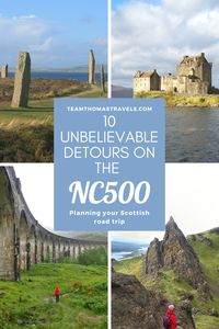Scotland's NC500 is up there with Route 66 and the Great Ocean Road as one of the world's most beautiful drives. Are you planning a summer road trip? If you have a little more time to stretch out your itinerary and really get your teeth into this stunning part of the world, here are our top 10 detours to take off the NC500 route. Where to stop on the nc500. Bucket list drives. Scottish travel. #nc500 #northcoast500 #visitscotland #roadtrip #uktravel #scottishbucketlist #bucketlistdrives