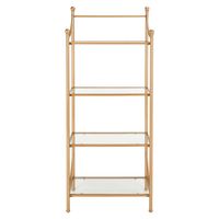 Safavieh 64.75 in. Clear/Gold Metal 4-shelf Etagere Bookcase with Open Back