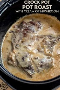 With just 3 ingredients, this Crock Pot pot roast with cream of mushroom soup may be the easiest recipe on the entire internet. But don't let that fool you... It is second to none in flavor! #crockpotpotroast #slowcookerpotroast #potroastwithcreamofmushroomsoup #easypotroast
