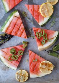 Grilled Watermelon, Smoked Salt and charred jalapenos - BoulderLocavore.com