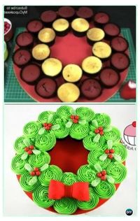 DIY Pull Apart Christmas Cupcake Cake Design Ideas DIY Pull Apart Christmas Cupcake Cake Design Ideas: Christmas Pull Apart Cupcake Cake Decoration Ideas, All About Santa, Reindeer, Christmas Tree, Wreath...