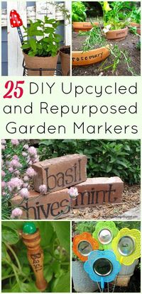 Creating your own repurposed garden markers is a fun way to add character and charm to your summer garden! And this collection of upcycled plant markers will surely inspire you to look at thrift store items differently! Amazing collection of garden label craft projects compiled by Sadie Seasongoods at www.sadieseasongoods.com