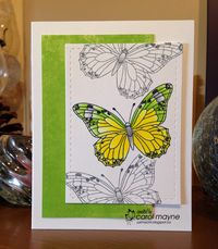 Just Me: c: Just Because Butterflies...Less Is More #214~Colour Challenge, Simon Says Wednesday Challenge~Things that Fly; Simon Says Monday Challenge~B is for...