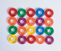 Chenille Kraft Transparent Stringing Bead Rings - 5/8 inch diameter - Pack of 250 - Assorted Colors are perfect for the light table and light play #ULTG See them on Caution! Twins at Play Blog or The Ultimate Light Table Guide!