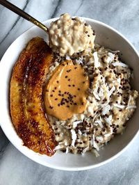 This recipe for creamy whipped banana oatmeal is simple, made from wholesome ingredients, and is healthy. It is made with steel cut oats, is sweetened naturally, is gluten free, and dairy free. #steelcutoatmeal #healthybreakfast #creamyoatmeal #oatmeal #glutenfree #breakfastrecipes