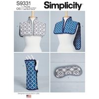 "Buy the Simplicity® Pattern CS9331 at Michaels. Craft Sewing Project. Provides comfort and gives soothing therapy for everyday aches and pains with hot or cold comfort vests, eyemask and wrist wrap. Simplicity Hot or Cold Shoulder Wrap, Mask and Wrist Wrap Sewing Pattern CS9331Craft Sewing Project. Provides comfort and gives soothing therapy for everyday aches and pains with hot or cold comfort vests, eyemask and wrist wrap. Fabrics: Cotton, cotton blends, lightweight home decoration fabrics. E