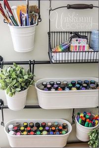 IKEA Buckets for Craft Room Storage. The IKEA Fintorp series of buckets and hooks turned out to be the perfect and pretty organization idea for any craft room!