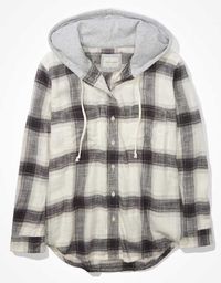 AE Oversized Hooded Flannel Shirt