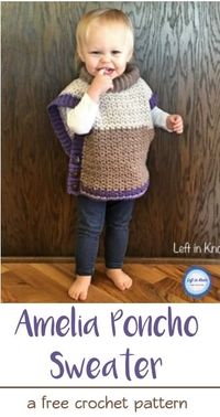 A FREE crochet pattern. This toddler poncho works up quickly with less than 400 yards of yarn. Easy to adjust in size and SO cute! Pattern written for Caron Cakes yarn and has a video tutorial available to help you with the edging.