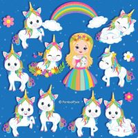 Unicorn Clipart, Unicorn Princess, Unicorn Clip Art, Pony, Horse clipart, Girl clipart, Rainbow
