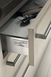 Personality is conveyed through details | The drawer sides also carry the Diesel signature | #Kitchens