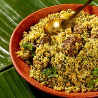 Made with Diaspora Co.'s house Biryani Masala, this lamb biryani is inspired by the classic Dindigul mutton version from the state of Tamil Nadu.