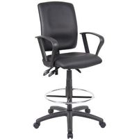 Ergonomic Drafting Stool Black Leatherette Draft Chair SKU: ap536pn multi-function drafting chair that is upholstered in black leather, it has the ergonomic features of back angle lock to lock the back throughout the angle range to get perfect back support.