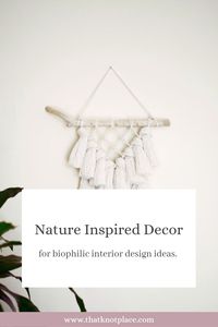 Add Macrame Plant Hangers and Driftwood Wall Hangings for an earthy house and a more eco friendly home design. Inspiration for biophilic Interior ideas.